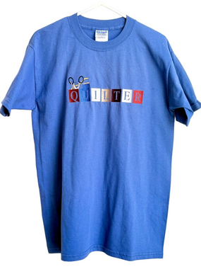 Embroidered Colorful Cornflower Blue Quilter Quilt maker tee t-shirt